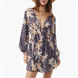 Free People Floral Long Sleeve Dress - Purple and Orange